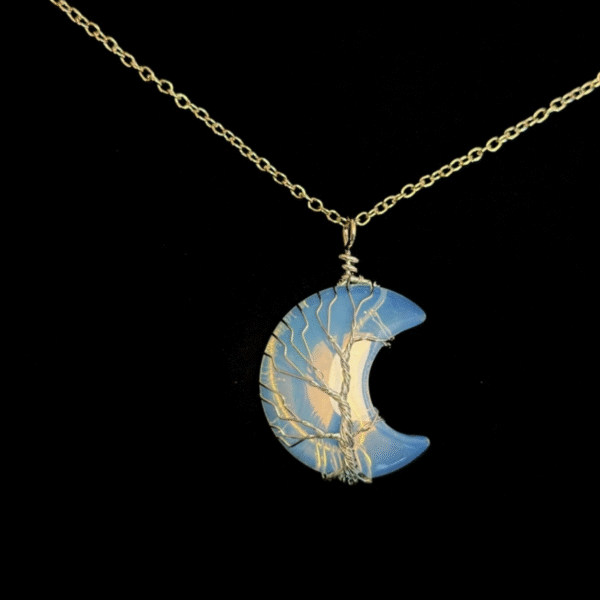 Vintage - Blue Crystal Moon Necklace